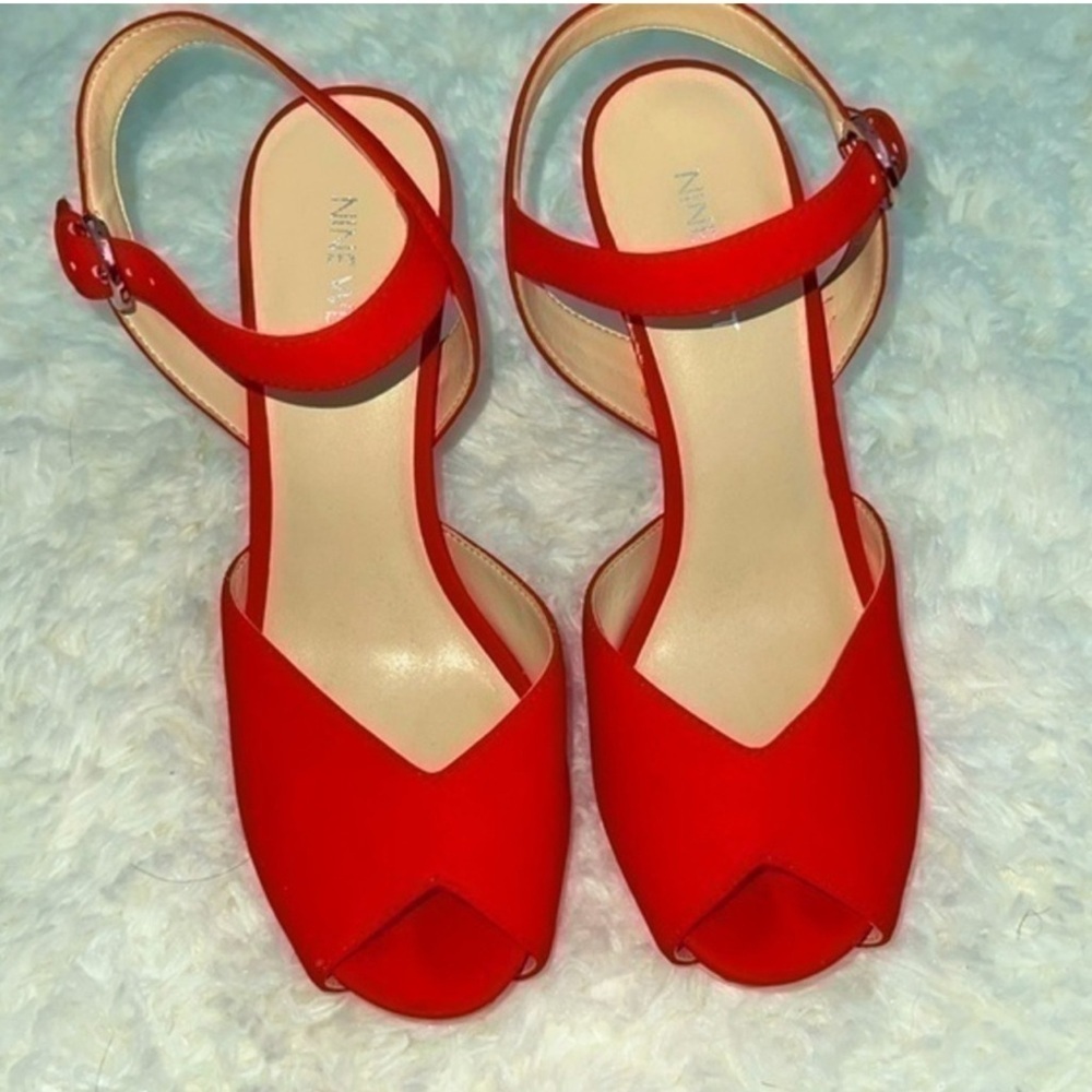 Nine West Vibrant Red Platform Heels​ - Picture 2 of 8